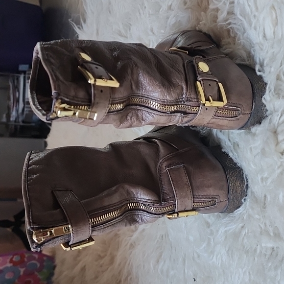 NEW! STEVE MADDEN Engage Leather Moto Booties Weathered Brown Boots - Picture 5 of 15